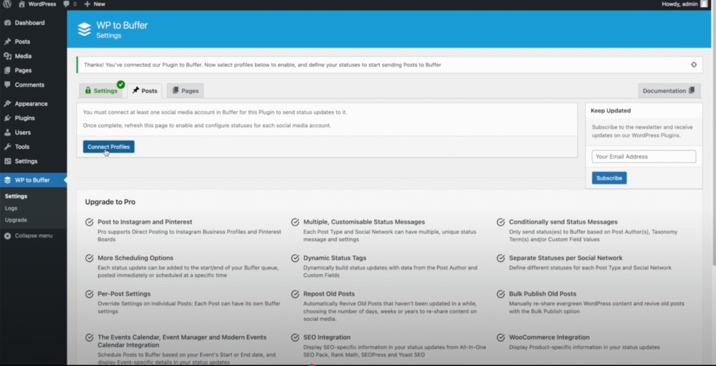 Via WordPress WP to Buffer dashboard