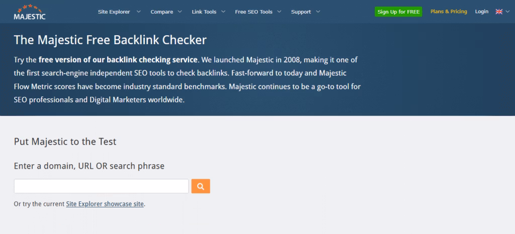 Via Majestic majestic authority backlink checker