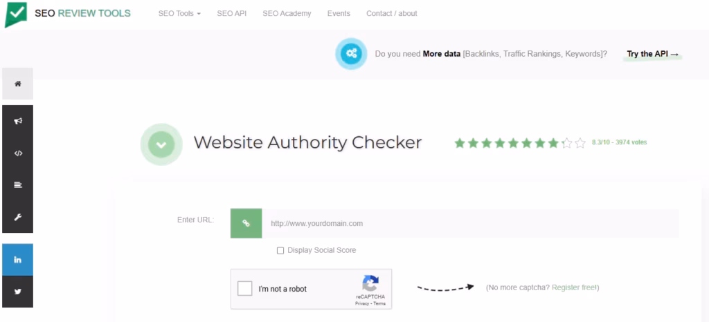 Via SEO Review Tools SEO review tools domain authority checker