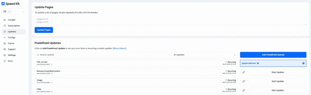 via Chrome Web Store speedkit dashboard